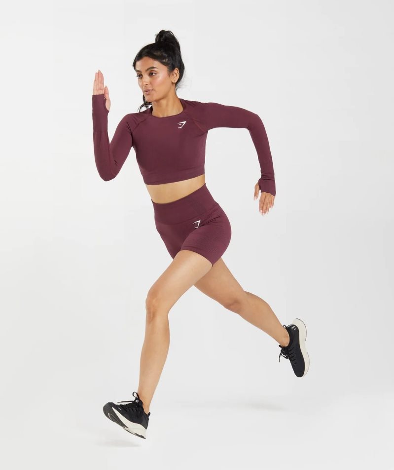 Przycięte Topy Gymshark Vital Seamless 2.0 Damskie Bordowe | PL 419HSI